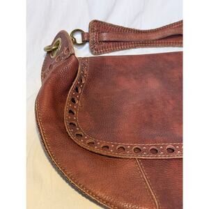 Brown Leather Hobo Shoulder Bag Boho Vintage inspired